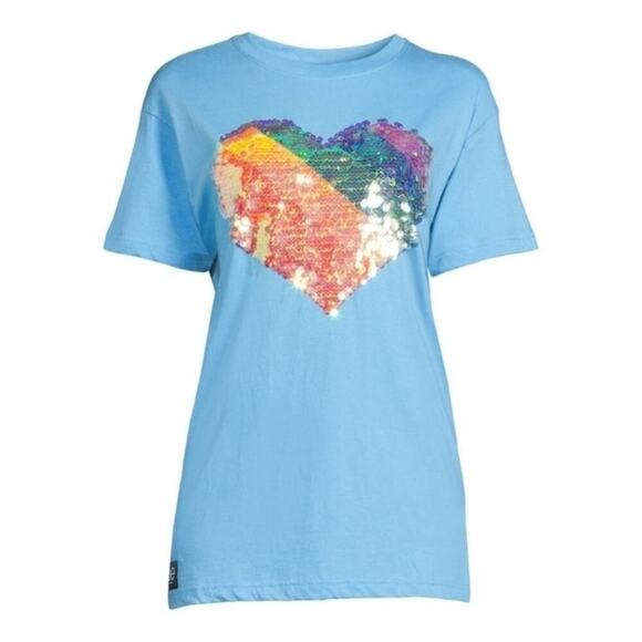 QUEER EYE Fab 5 Pride Rainbow Sequined Heart Tee Unisex Size L New with Tag SOO - Picture 1 of 8